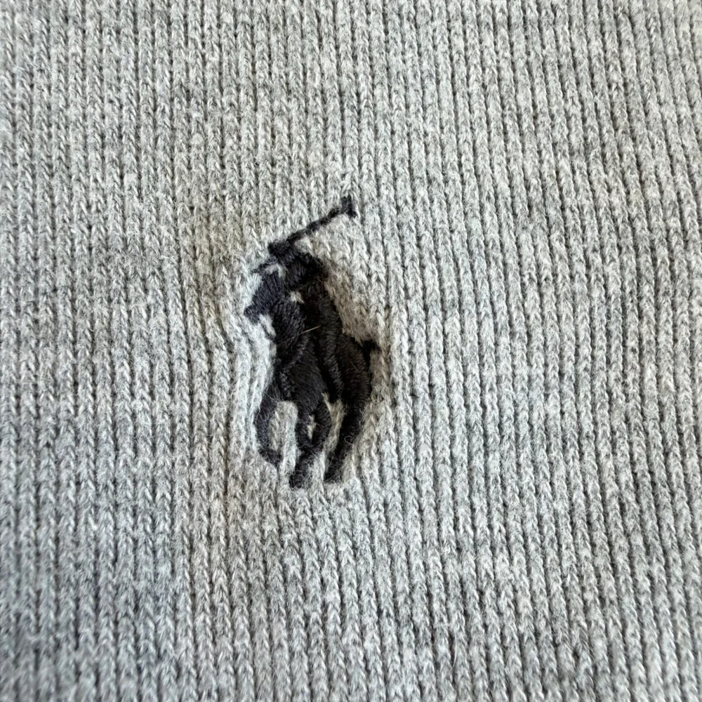 Polo Ralph Lauren Mens Heather Grey 100% Cotton Ribbed Quarter Zip Sweater XL